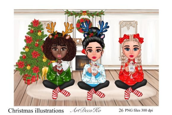 Christmas Chibi Illustrations for Digital Sellers