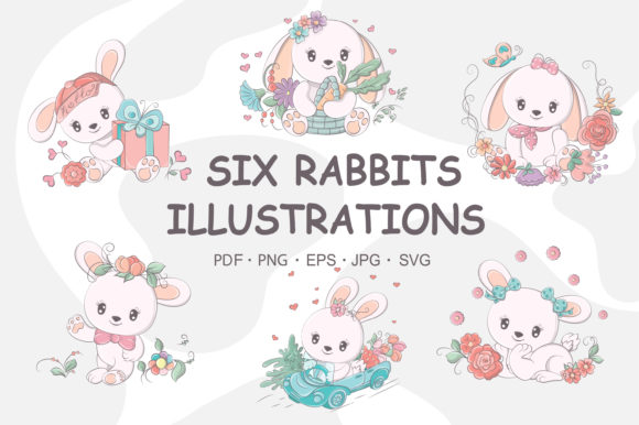 Clip Art Funny Animals: Cute Rabbit Graphics & Illustrations