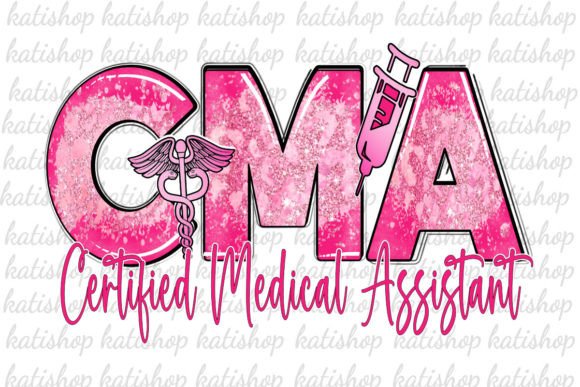 CMA Nurse Pink Glitter PNG: Graphics for Crafts