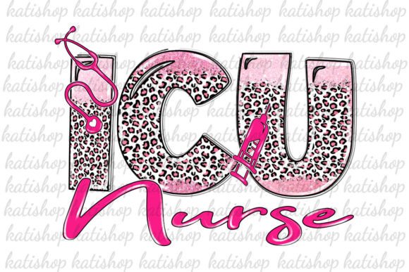 ICU Nurse Pink Glitter Graphics for Crafts
