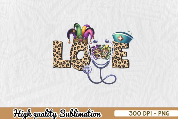 Love Mardi Gras Nurse PNG: Graphics for Crafts