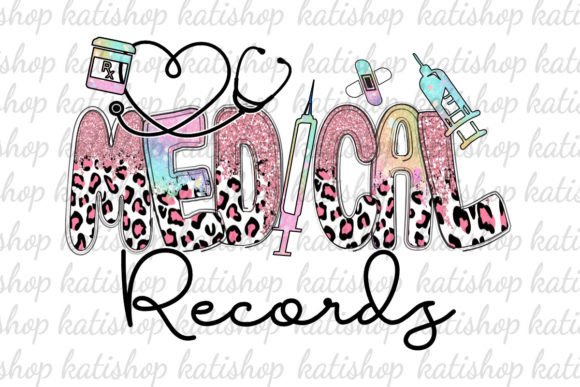 Medical Records Pink Glitter Graphics for Crafts