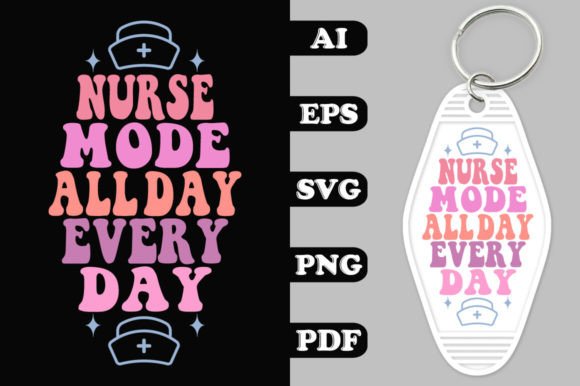 Nurse Mode Groovy Key Graphics for Crafts