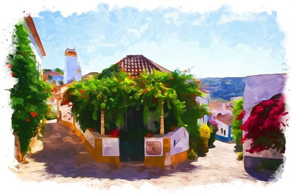 Óbidos Portugal Watercolor for Branding